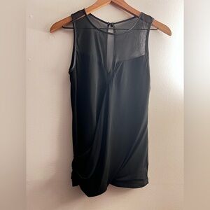 BEBE MESH TOP black sleeveless Faux Wrap stretch goth grunge witchy y2k XS